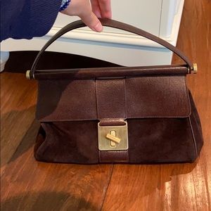 Oscar De La Renta suede bag